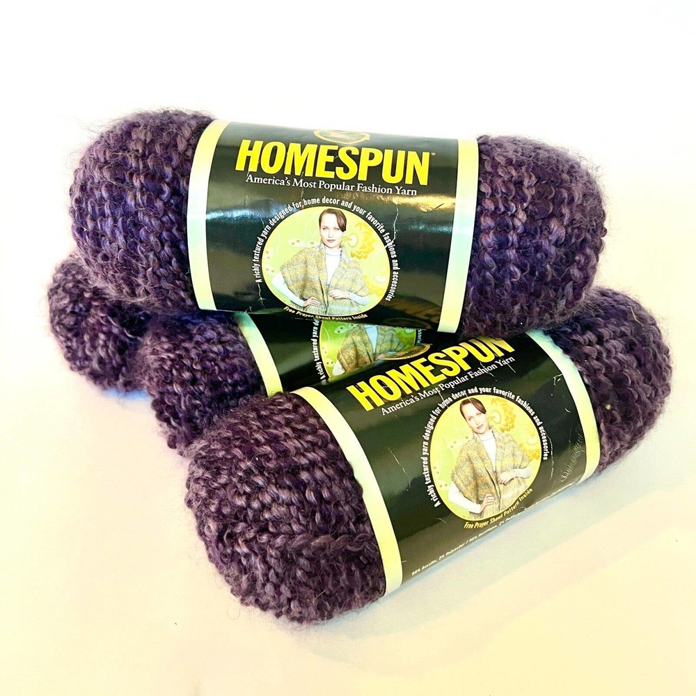 Lion Brand YARN Homespun Gothic #334 Purple 4 Skeins Acrylic 24 oz Texture Bulky